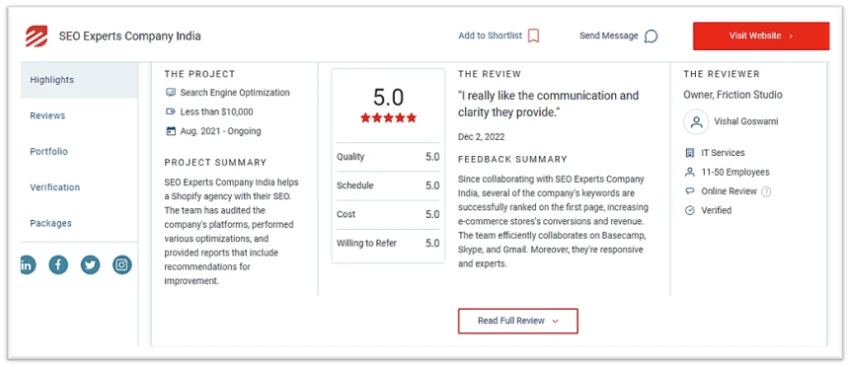 SEO Experts Company India Reviews