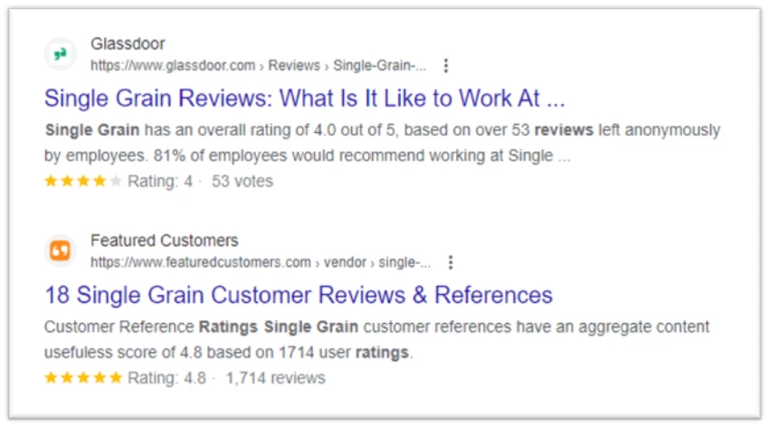 Single Grain Reviews